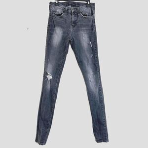Flying Monkey Skinny Jeans Size 26 Wash Black Denim Distressed Stretch Jeans